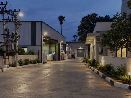Factory driveway and buildings